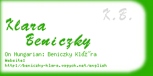 klara beniczky business card